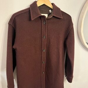 Aritzia burgundy wool skirt jacket